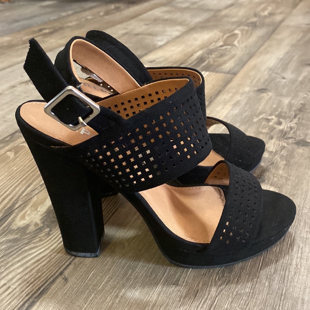 Report Black Strap Heels